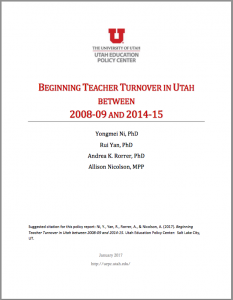 Beginning Teacher Turnover in Utah Between 2008-09 and 2014-15