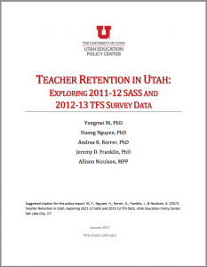 Teacher Retention in Utah: Exploring 2011-12 SASS and 2012-13 TFS Survey Data