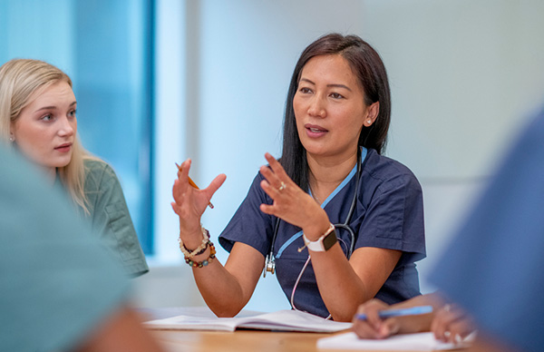 woman leading discussion