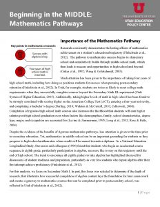 Beginning in the Middle: Mathematics Pathways